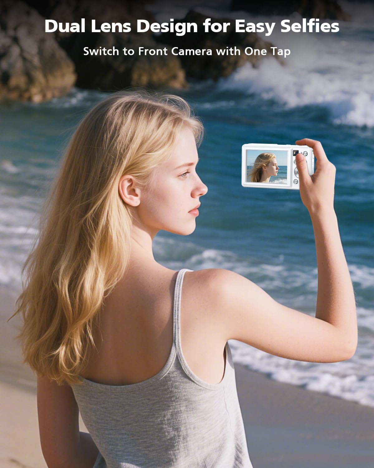 1759956799_4K-Digital-Camera-64MP-Autofocus-Vlogging-Camera-with-Front-Rear-Lens-Flash-16X-Zoom-Anti-Shake-32GB-Card-Compact-Point-Shoot-Camera-for-Teens-Adult-Beginner-Travel-PhotographyWhite.jpg 4K Digital Camera, 64MP Autofocus Vlogging Camera with Front Rear Lens, Flash, 16X Zoom, Anti-Shake, 32GB Card, Compact Point Shoot Camera for Teens Adult Beginner Travel Photography(White) - Image 4