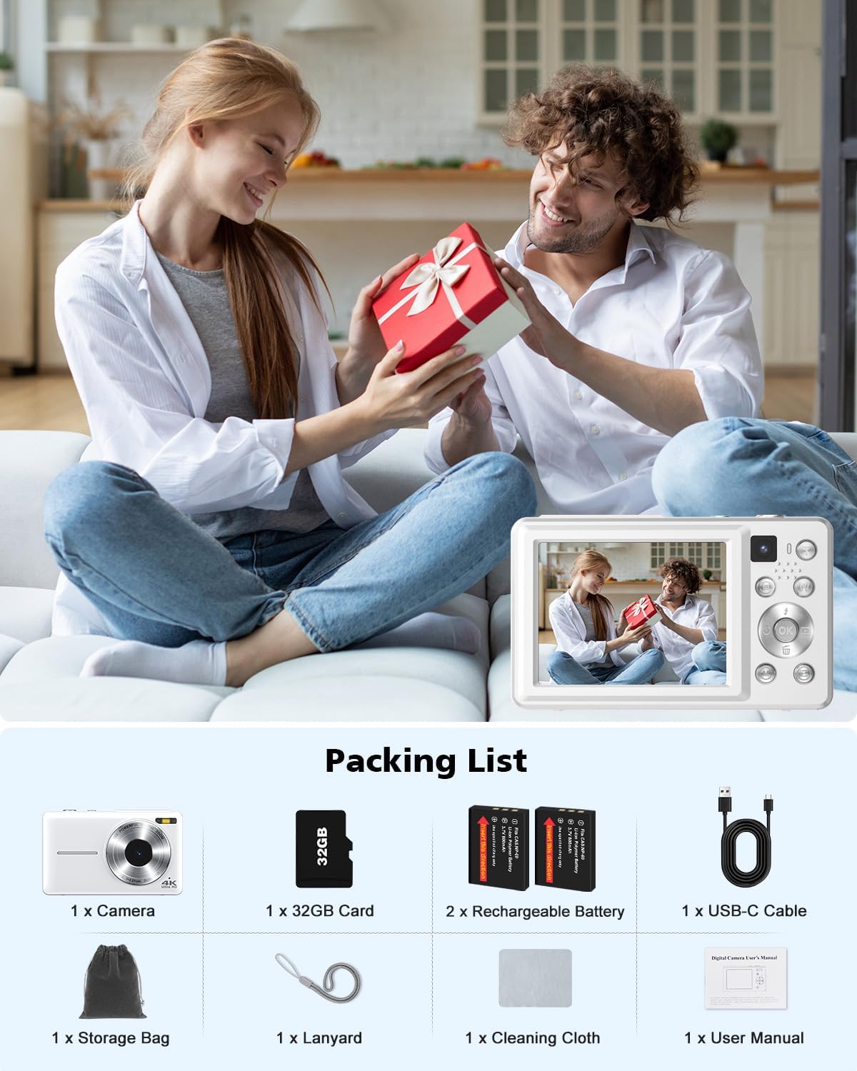 1759956804_4K-Digital-Camera-64MP-Autofocus-Vlogging-Camera-with-Front-Rear-Lens-Flash-16X-Zoom-Anti-Shake-32GB-Card-Compact-Point-Shoot-Camera-for-Teens-Adult-Beginner-Travel-PhotographyWhite.jpg 4K Digital Camera, 64MP Autofocus Vlogging Camera with Front Rear Lens, Flash, 16X Zoom, Anti-Shake, 32GB Card, Compact Point Shoot Camera for Teens Adult Beginner Travel Photography(White) - Image 9