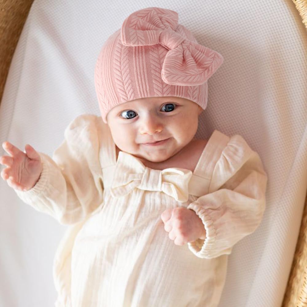 1759957616_BQUBO-Newborn-Baby-Hats-Mittens-Set-Hospital-Hat-Beanie-Infant-Bow-Hats-Baby-Gloves-No-Scratch-Mittens-for-0-6-Months.jpg BQUBO Newborn Baby Hats Mittens Set Hospital Hat Beanie Infant Bow Hats Baby Gloves No Scratch Mittens for 0-6 Months - Image 3