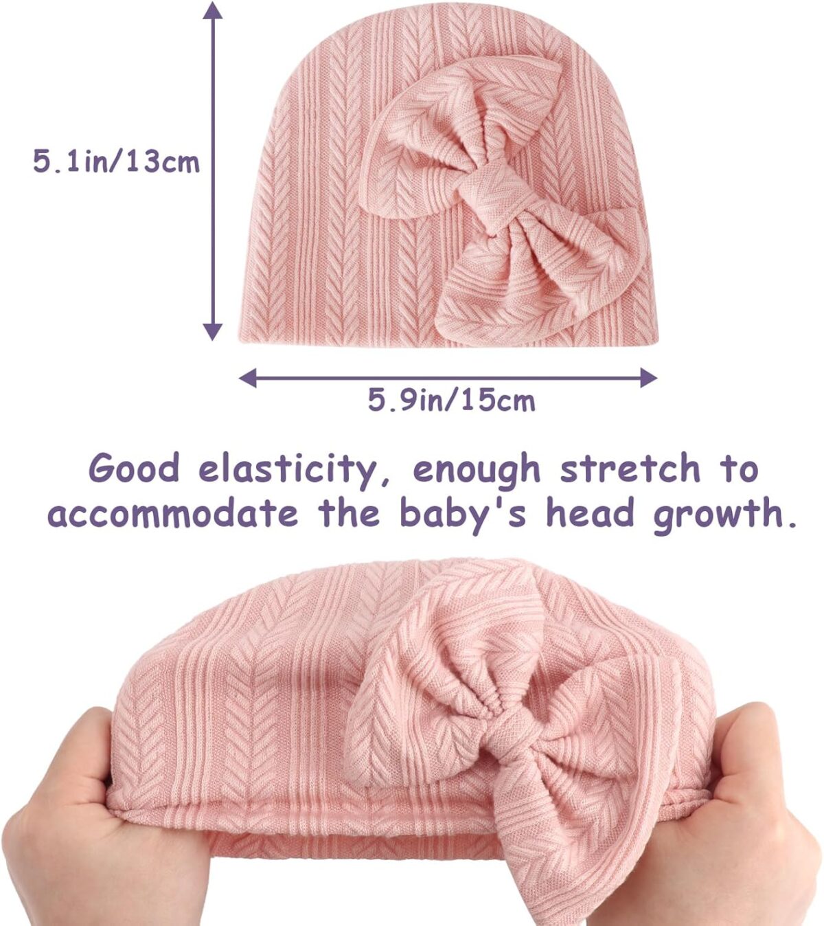 BQUBO Newborn Baby Hats Mittens Set Hospital Hat Beanie Infant Bow Hats Baby Gloves No Scratch Mittens for 0-6 Months - Image 8