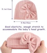 BQUBO Newborn Baby Hats Mittens Set Hospital Hat Beanie Infant Bow Hats Baby Gloves No Scratch Mittens for 0-6 Months - Image 8