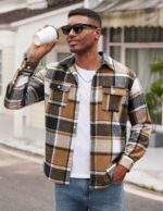 COOFANDY Men's Flannel Shirts Long Sleeve Cotton Plaid Shirt Jacket Casual Button Down Shirt with Pockets - Image 3