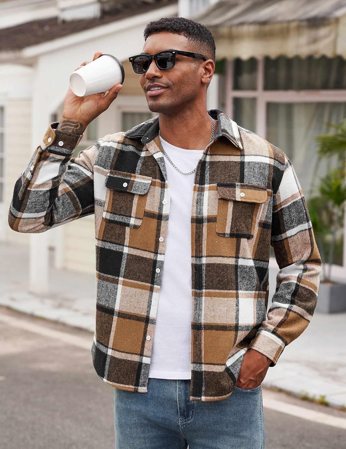 1759957958_COOFANDY-Mens-Flannel-Shirts-Long-Sleeve-Cotton-Plaid-Shirt-Jacket-Casual-Button-Down-Shirt-with-Pockets.jpg COOFANDY Men's Flannel Shirts Long Sleeve Cotton Plaid Shirt Jacket Casual Button Down Shirt with Pockets - Image 3