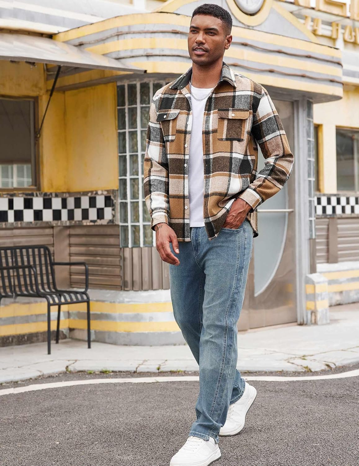 1759957960_COOFANDY-Mens-Flannel-Shirts-Long-Sleeve-Cotton-Plaid-Shirt-Jacket-Casual-Button-Down-Shirt-with-Pockets.jpg COOFANDY Men's Flannel Shirts Long Sleeve Cotton Plaid Shirt Jacket Casual Button Down Shirt with Pockets - Image 5
