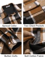COOFANDY Men's Flannel Shirts Long Sleeve Cotton Plaid Shirt Jacket Casual Button Down Shirt with Pockets - Image 6