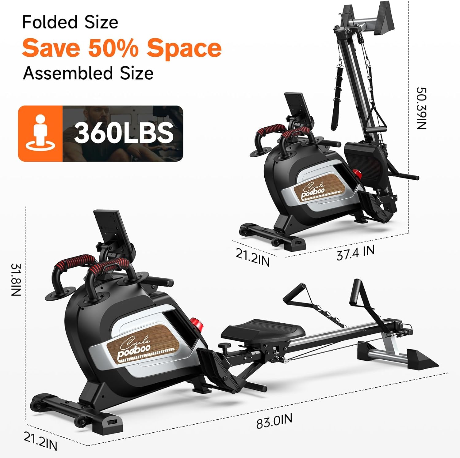 1759958699_Pooboo-Magnetic-Rowing-Machine-360-LB-Weight-Capacity-folding-rower-with-Combination-Strength-exercise-Tablet-Holder-and-Comfortable-Seat-Cushion-Rower-for-Home-Use.jpg Pooboo Magnetic Rowing Machine 360 LB Weight Capacity, folding rower with Combination Strength exercise, Tablet Holder and Comfortable Seat Cushion, Rower for Home Use - Image 8