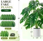 Der Rose Artificial Plants Indoor Large 28'' Fake Monstera Faux Potted Plants Indoor Tall for Home Farmhouse Bedroom Living Room Decor - Image 4