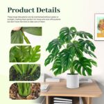 Der Rose Artificial Plants Indoor Large 28'' Fake Monstera Faux Potted Plants Indoor Tall for Home Farmhouse Bedroom Living Room Decor - Image 5