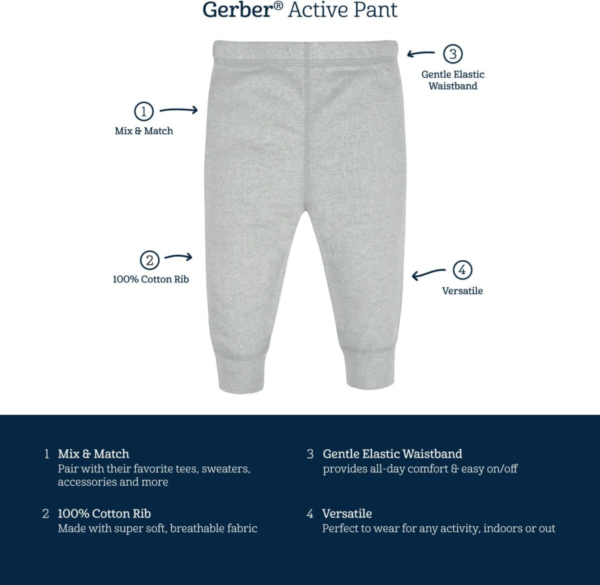 Gerber Baby Girls' Multi-Pack Active Pants Set - Image 7