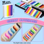 Professional Face Painting Kit for Kids Adults, Split Cake Face Paint Palette 12 x 10gm with Stencil, One Stroke Non Toxic Rainbow Face Body Paint Set Festival Makeup - Image 5