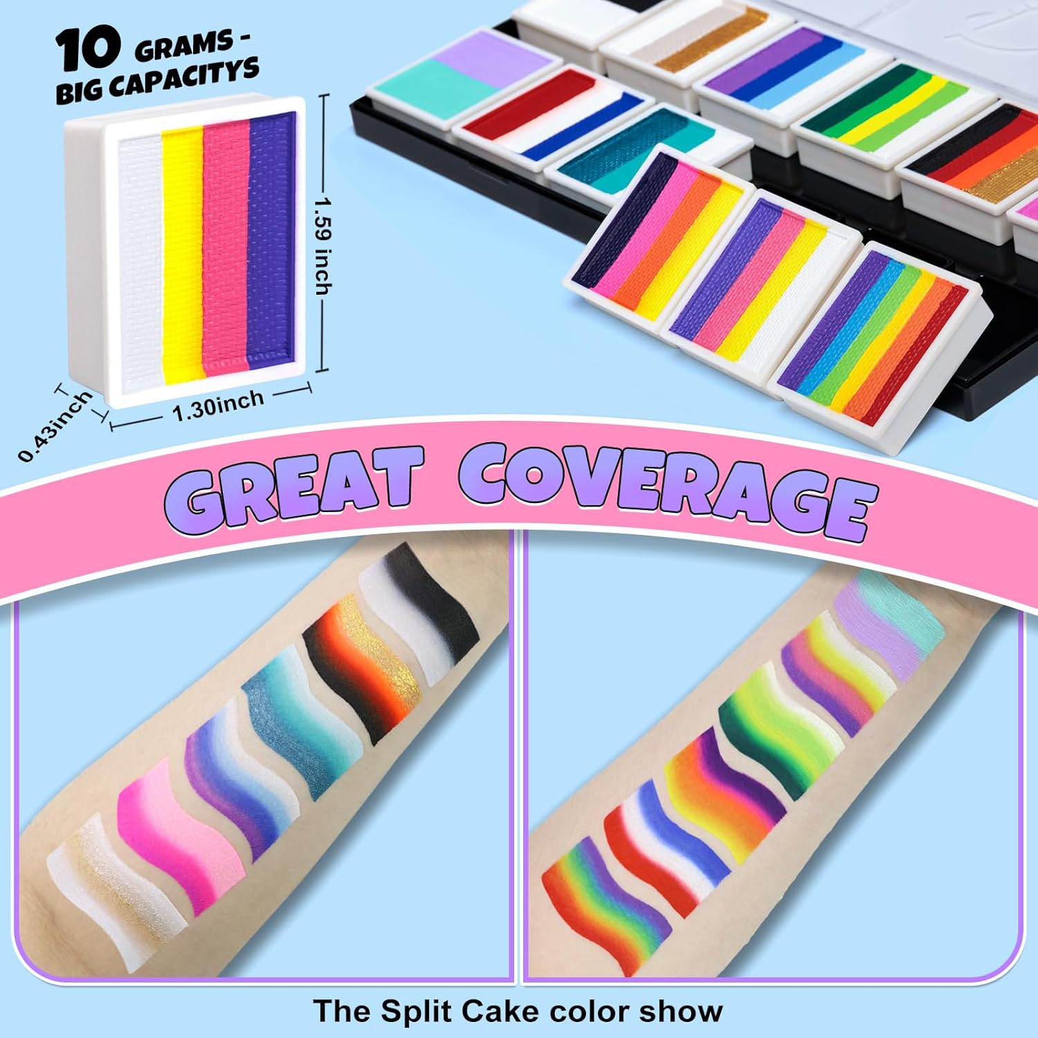 1760040429_Professional-Face-Painting-Kit-for-Kids-Adults-Split-Cake-Face-Paint-Palette-12-x-10gm-with-Stencil-One-Stroke-Non-Toxic-Rainbow-Face-Body-Paint-Set-Festival-Makeup.jpg Professional Face Painting Kit for Kids Adults, Split Cake Face Paint Palette 12 x 10gm with Stencil, One Stroke Non Toxic Rainbow Face Body Paint Set Festival Makeup - Image 5