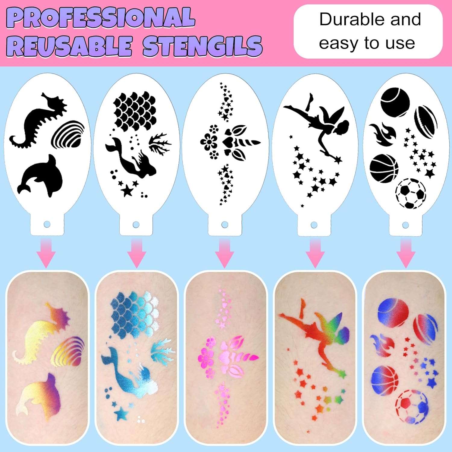1760040431_Professional-Face-Painting-Kit-for-Kids-Adults-Split-Cake-Face-Paint-Palette-12-x-10gm-with-Stencil-One-Stroke-Non-Toxic-Rainbow-Face-Body-Paint-Set-Festival-Makeup.jpg Professional Face Painting Kit for Kids Adults, Split Cake Face Paint Palette 12 x 10gm with Stencil, One Stroke Non Toxic Rainbow Face Body Paint Set Festival Makeup - Image 6