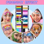 Professional Face Painting Kit for Kids Adults, Split Cake Face Paint Palette 12 x 10gm with Stencil, One Stroke Non Toxic Rainbow Face Body Paint Set Festival Makeup - Image 7
