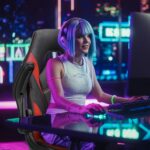Sweetcrispy Computer Gaming Desk Chair - Ergonomic Office Executive Adjustable Swivel Task PU Leather Racing Chair with Flip-up Armrest for Adults, Kids, Men, Girls, Gamer, Black Red - Image 7