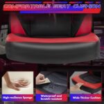 Sweetcrispy Computer Gaming Desk Chair - Ergonomic Office Executive Adjustable Swivel Task PU Leather Racing Chair with Flip-up Armrest for Adults, Kids, Men, Girls, Gamer, Black Red - Image 8