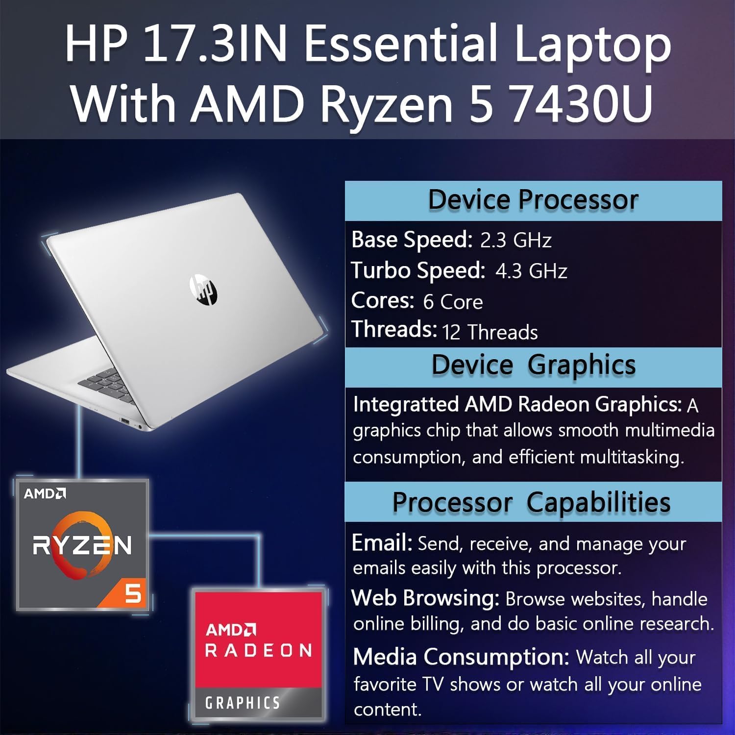 1760042478_HP-17-inch-Business-Laptops-Computer-17.3-FHD-Anti-Glare-Display-AMD-Ryzen-5-7430U-32GB-RAM-1TB-SSD-Windows-11-Pro-Wi-Fi-6-Numeric-Keyboard-wAccessories.jpg HP 17 inch Business Laptops Computer, 17.3" FHD Anti-Glare Display, AMD Ryzen 5 7430U, 32GB RAM, 1TB SSD, Windows 11 Pro, Wi-Fi 6, Numeric Keyboard, w/Accessories - Image 3