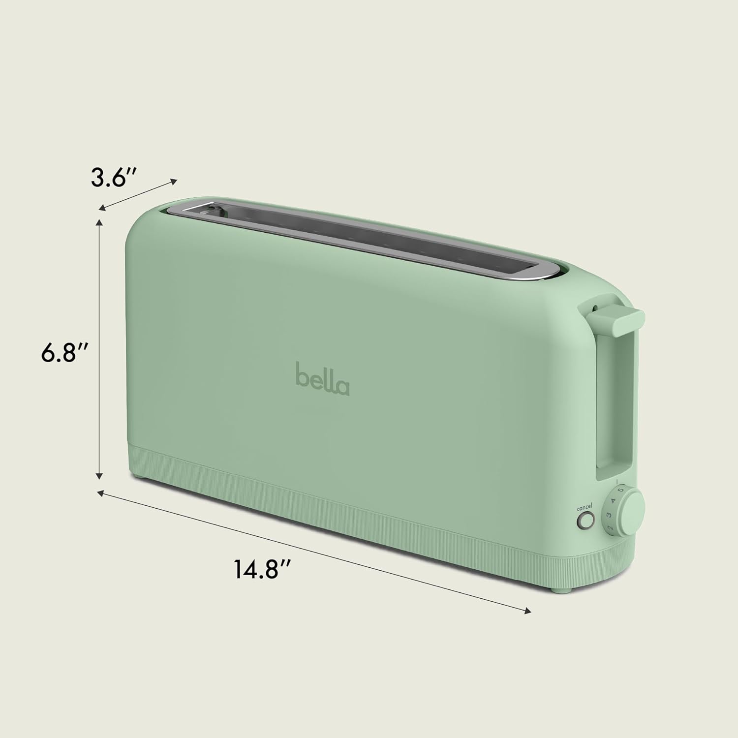 1760080536_bella-2-Slice-Slim-Toaster-Fits-anywhere™-Kitchenware-6-Setting-Shade-Control-with-Reheat-Cancel-Buttons-Fits-Sourdough-10-Long-Slot-Anti-Jam-Auto-Shutoff-900-Watt-Seaglass.jpg bella 2 Slice Slim Toaster, Fits-anywhere™ Kitchenware, 6 Setting Shade Control with Reheat & Cancel Buttons, Fits Sourdough, 10” Long Slot, Anti Jam & Auto Shutoff, 900 Watt, Seaglass - Image 3