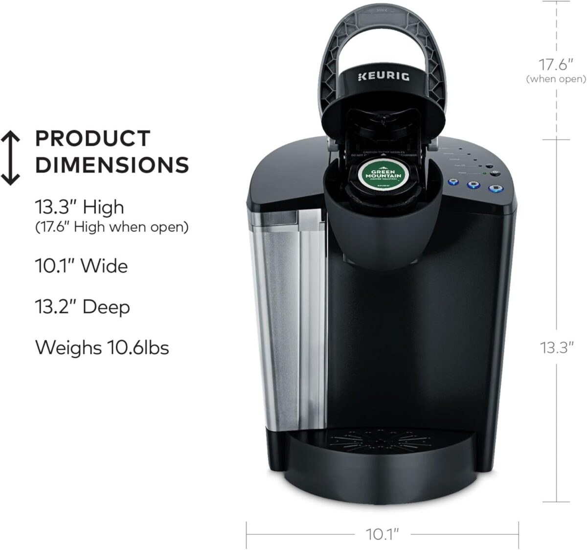 Keurig K-Classic Single Serve K-Cup Pod Coffee Maker, with 3 Brew Sizes, 48oz Removable Reservoir, Black - Image 5