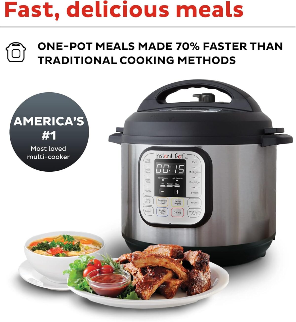Instant Pot IP-DUO60 7-in-1 Multi-Functional Pressure Cooker, 6Qt/1000W with Instant Pot Tempered Glass Lid - Image 4