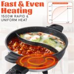 TWIN™ Electric Hot Pot with Divider | EvenHeat Cast Aluminum Non-Stick Pot for No-Spot Cooking | 1500W Fast Heating | 4.5QT Dual-Flavor Shabu Shabu Pot for Family Use | 1-Yr Warranty - Image 3