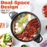 TWIN™ Electric Hot Pot with Divider | EvenHeat Cast Aluminum Non-Stick Pot for No-Spot Cooking | 1500W Fast Heating | 4.5QT Dual-Flavor Shabu Shabu Pot for Family Use | 1-Yr Warranty - Image 4