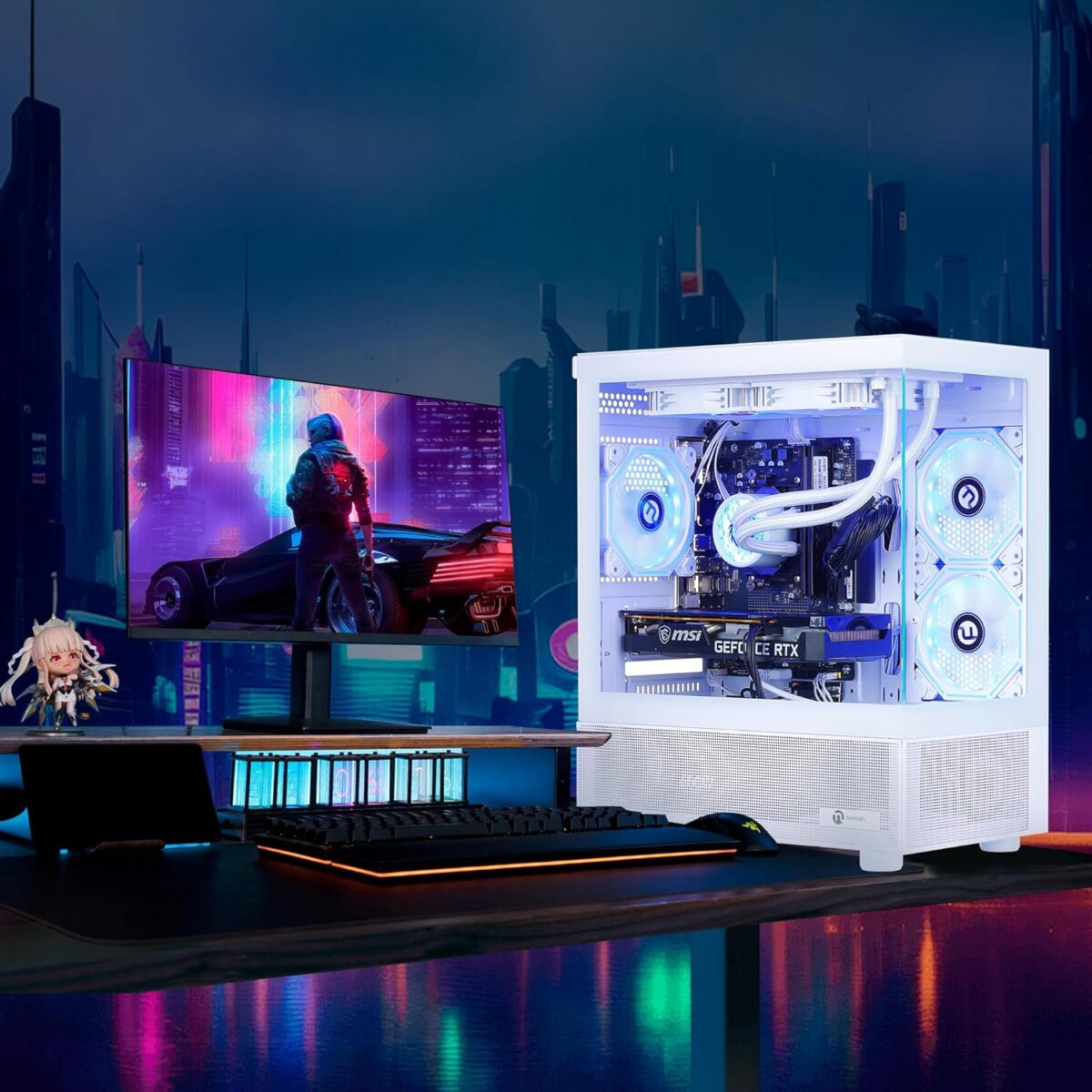 NINGMEI Gaming PC Desktop,AMD Ryzen 7 5700X 8 core 3.4GHz(up to 4.6GHz),GeForce RTX 5060 8GB,32GB DDR4 RAM 3200MHz,1TB NVME SSD,650W PSU, Windows 11 Home 64-bit,White - Image 8