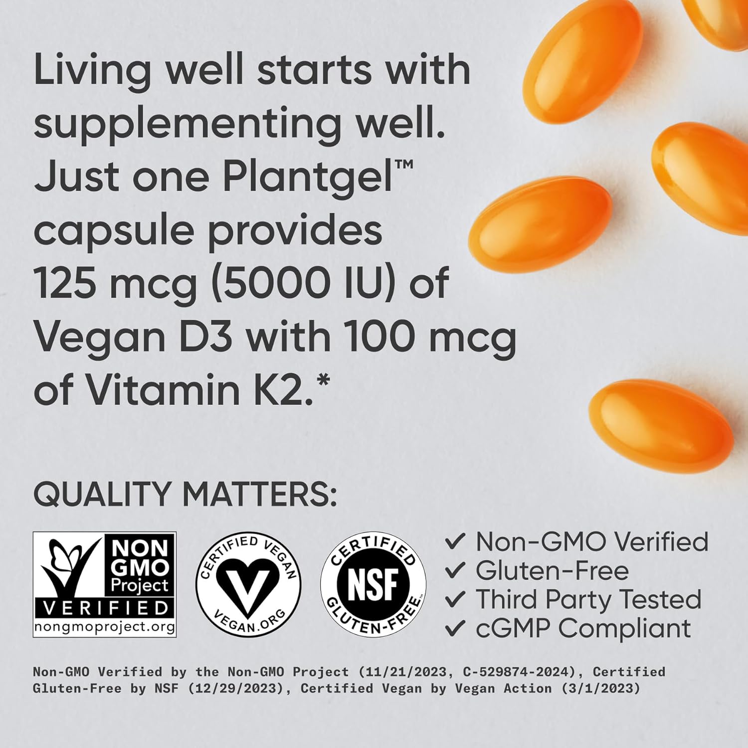 1760120482_Sports-Research®-Vitamin-D3-K2-w-Coconut-Oil-Vegan-Vitamin-D-5000iu-Mk7-Vitamin-K-100mcg-for-Bone-Immune-Support-Vegan-Certified-·-Non-GMO-·-Soy-Free-60-Softgels.jpg Sports Research® Vitamin D3 + K2 w/ Coconut Oil - Vegan Vitamin D 5000iu & Mk7 Vitamin K 100mcg for Bone & Immune Support - Vegan Certified · Non-GMO · Soy Free - 60 Softgels - Image 5