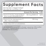 Sports Research® Vitamin D3 + K2 w/ Coconut Oil - Vegan Vitamin D 5000iu & Mk7 Vitamin K 100mcg for Bone & Immune Support - Vegan Certified · Non-GMO · Soy Free - 60 Softgels - Image 6