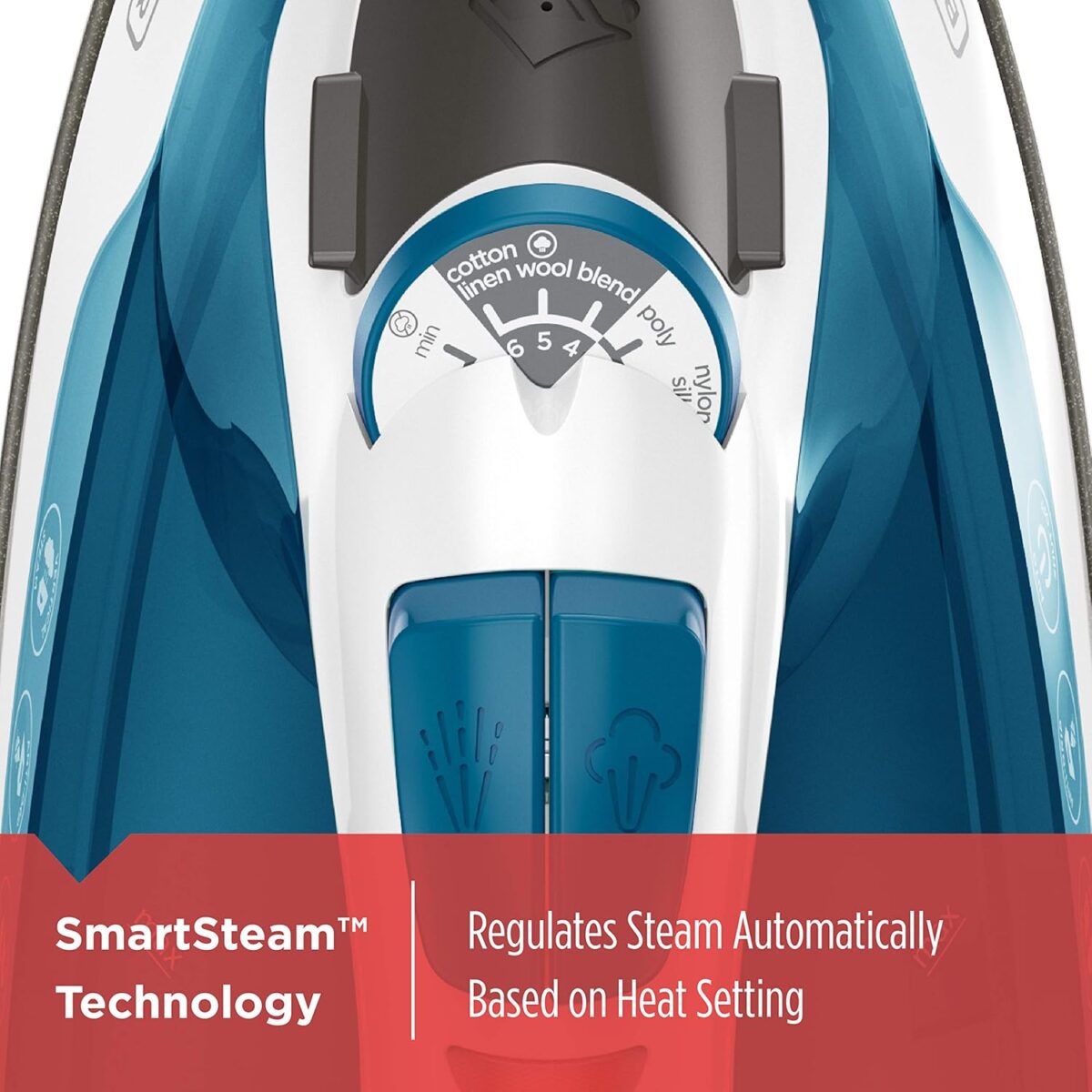 BLACK+DECKER Easy Steam Compact Iron, IR06V, Dual Position Cord, TrueGlide Non-Stick Soleplate, Vertical Steam, SmartSteam - Image 4
