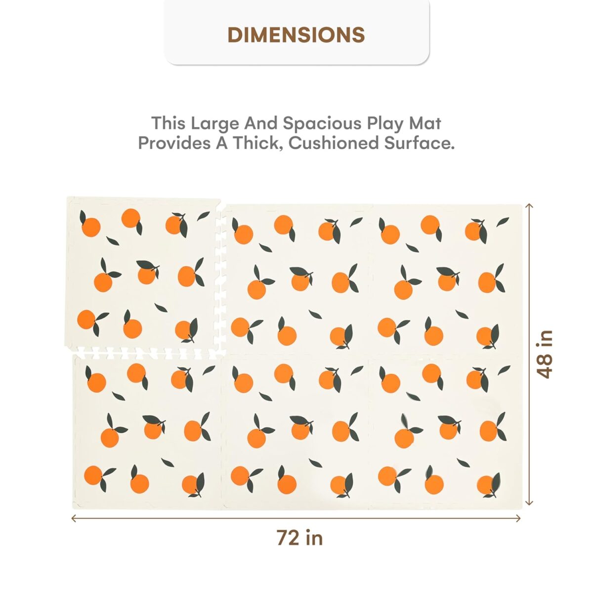 Childlike Behavior Baby Play Mat - 72x48-Inch Tummy Time Mat - 6-Piece Interlocking Foam Floor Tiles for Toddlers - Soft Waterproof for Floor Play and Crawling - Oranges - Image 4