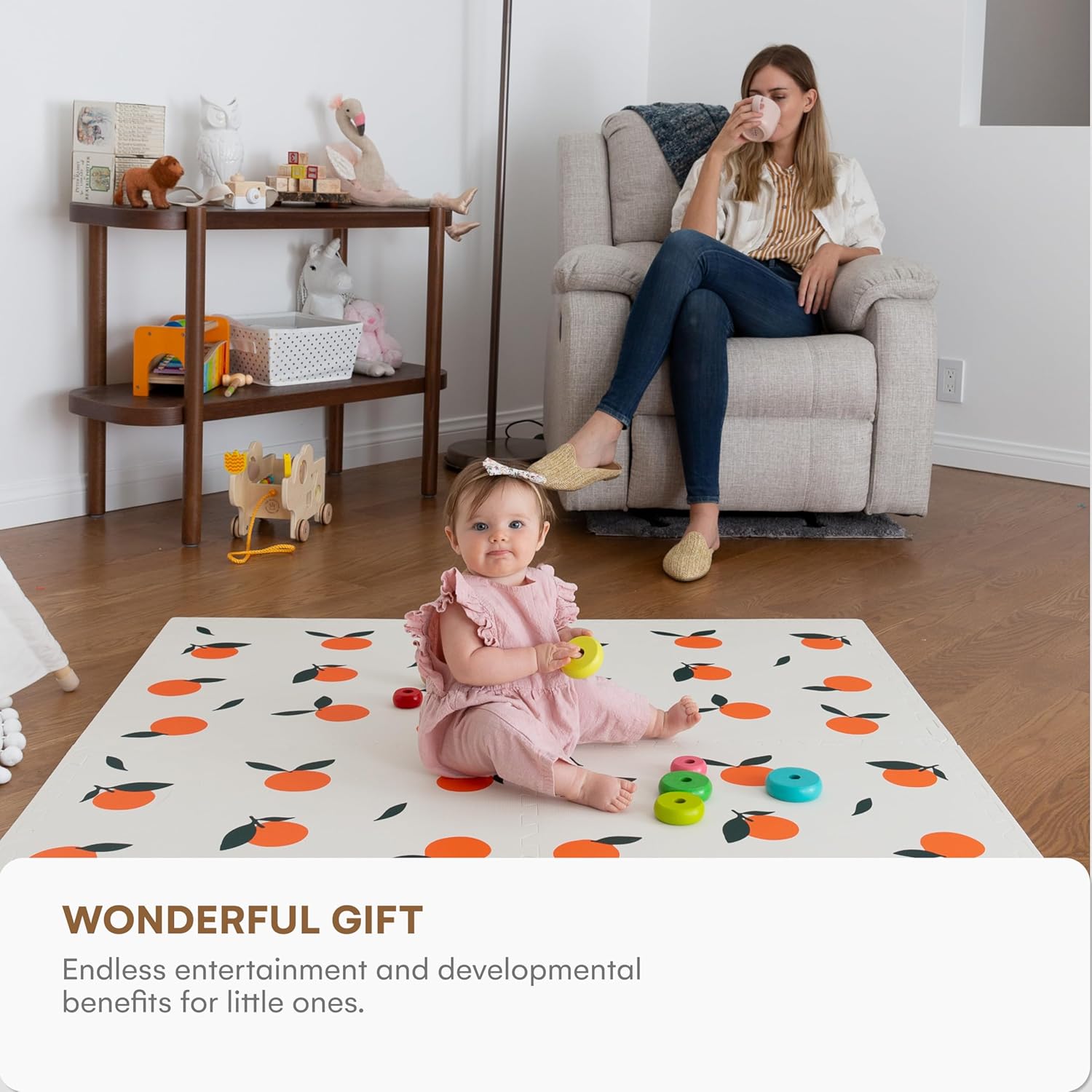 1760124143_Childlike-Behavior-Baby-Play-Mat-72x48-Inch-Tummy-Time-Mat-6-Piece-Interlocking-Foam-Floor-Tiles-for-Toddlers-Soft-Waterproof-for-Floor-Play-and-Crawling-Oranges.jpg Childlike Behavior Baby Play Mat - 72x48-Inch Tummy Time Mat - 6-Piece Interlocking Foam Floor Tiles for Toddlers - Soft Waterproof for Floor Play and Crawling - Oranges - Image 8