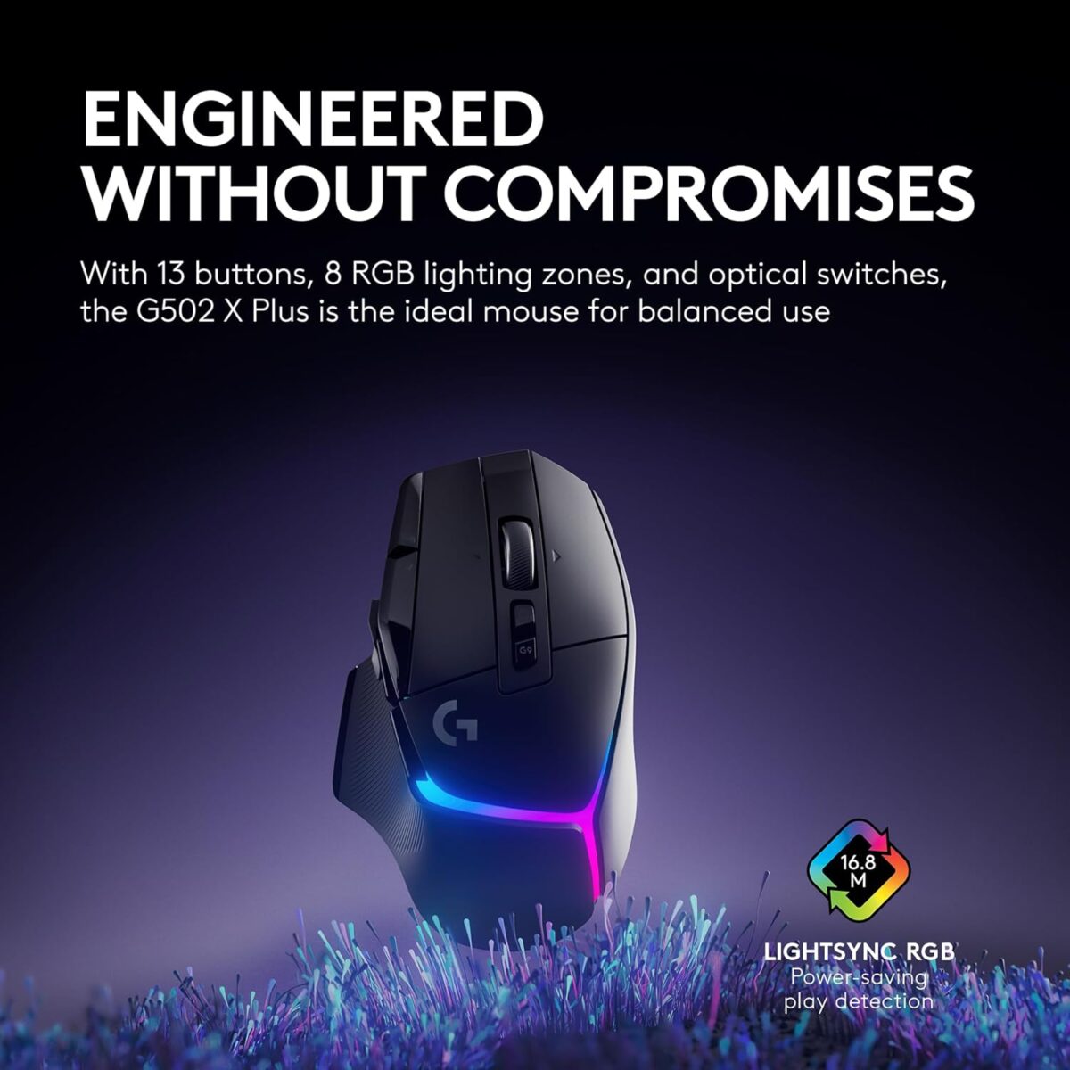 Logitech G502 X Plus Wireless Gaming Mouse - LIGHTSPEED Optical, LIGHTFORCE Switches, LIGHTSYNC RGB, HERO 25K Sensor for PC/Mac - Black - Image 4