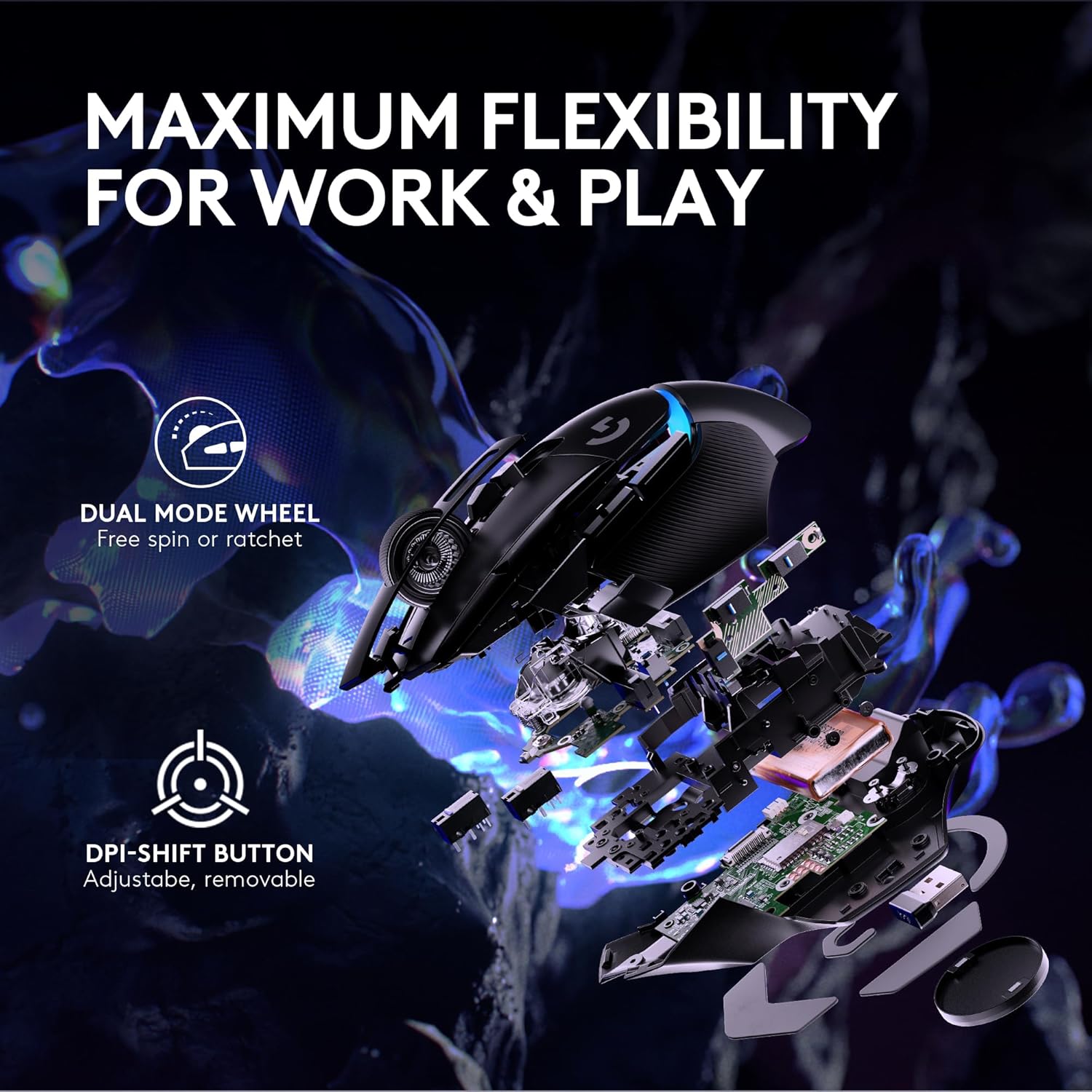 1760125260_Logitech-G502-X-Plus-Wireless-Gaming-Mouse-LIGHTSPEED-Optical-LIGHTFORCE-Switches-LIGHTSYNC-RGB-HERO-25K-Sensor-for-PCMac-Black.jpg Logitech G502 X Plus Wireless Gaming Mouse - LIGHTSPEED Optical, LIGHTFORCE Switches, LIGHTSYNC RGB, HERO 25K Sensor for PC/Mac - Black - Image 7
