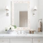 Tanmicoshomy 20x 28 Inch Rectangle Wall Mirror, Natural Shell Framed Rectangular Mirror for Bathroom, Vanity, Bedroom, Living Room, Entryway, Wall Mounted Horizontal or Vertical, White - Image 3