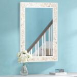 Tanmicoshomy 20x 28 Inch Rectangle Wall Mirror, Natural Shell Framed Rectangular Mirror for Bathroom, Vanity, Bedroom, Living Room, Entryway, Wall Mounted Horizontal or Vertical, White - Image 8