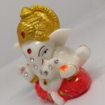 Imagine Mart Lord Ganesha Studded Statues Ganesh Ganpati Beautiful Car Dashboard Idol Figurine Showpiece Sculpture Hindu Good Luck God(2.5X2.5 Inch) - Image 6
