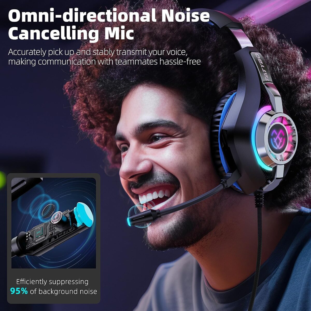 Gaming Headset for PC, Ps5, Switch, Mobile, Gaming Headphones for Nintendo with Noise Canceling Mic, Deep Bass Stereo Sound - Image 6