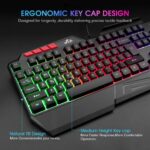 Rii RK202 RGB Gaming Keyboard Multiple Color Rainbow LED Backlit USB Wired Gaming Keyboard with Wrist Rest for Windows & Mac PC Gamers (Black) - Image 3