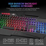 Rii RK202 RGB Gaming Keyboard Multiple Color Rainbow LED Backlit USB Wired Gaming Keyboard with Wrist Rest for Windows & Mac PC Gamers (Black) - Image 4