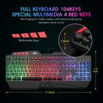 Rii RK202 RGB Gaming Keyboard Multiple Color Rainbow LED Backlit USB Wired Gaming Keyboard with Wrist Rest for Windows & Mac PC Gamers (Black) - Image 6