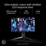 ASUS ROG Swift 27”1440P OLED DSC Gaming Monitor (PG27AQDM) - QHD (2560x1440), 240Hz, 0.03ms, G-SYNC Compatible, Anti-Glare Micro-Texture Coating, 99% DCI-P3, True 10-bit, DisplayPort,Black - Image 4
