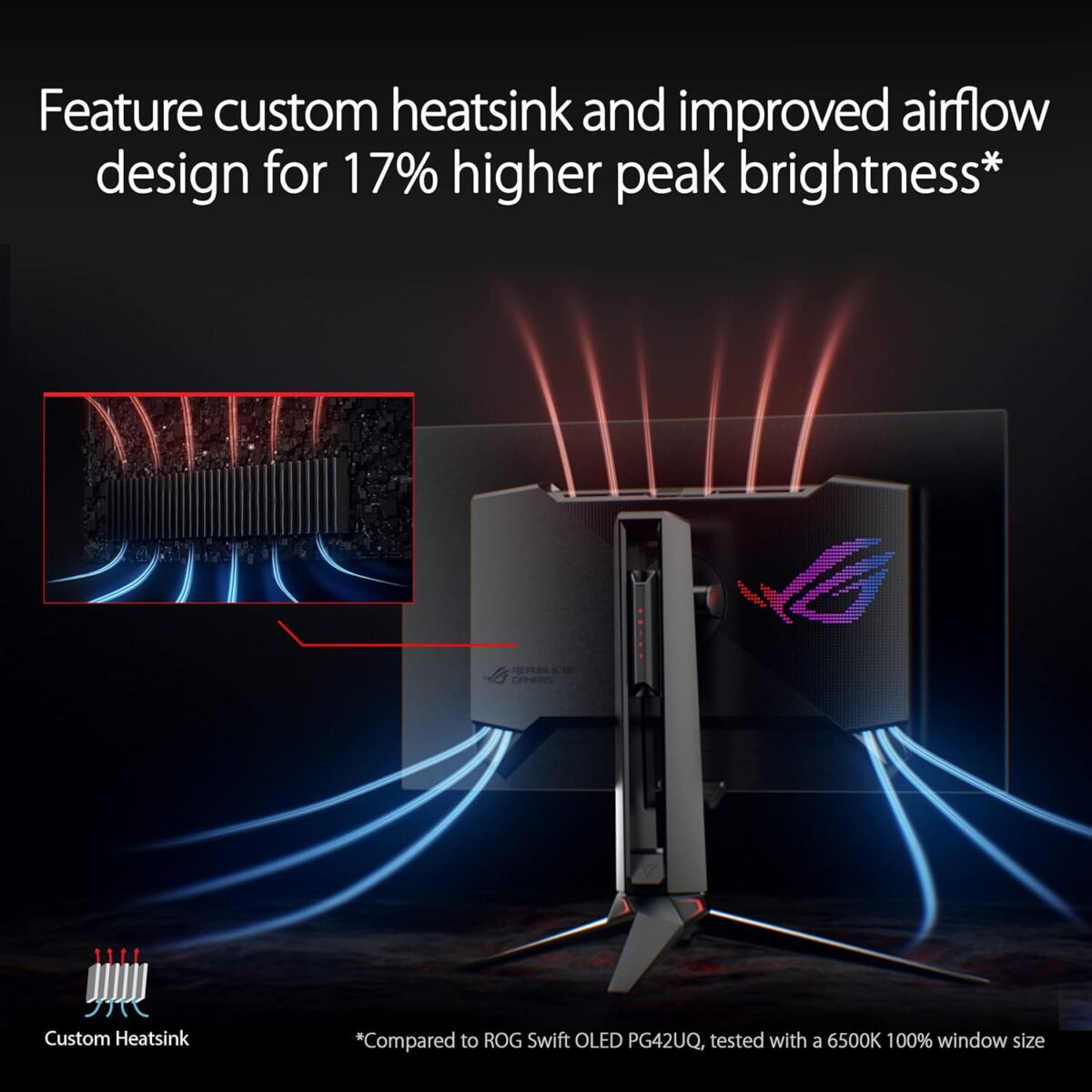 ASUS ROG Swift 27”1440P OLED DSC Gaming Monitor (PG27AQDM) - QHD (2560x1440), 240Hz, 0.03ms, G-SYNC Compatible, Anti-Glare Micro-Texture Coating, 99% DCI-P3, True 10-bit, DisplayPort,Black - Image 5