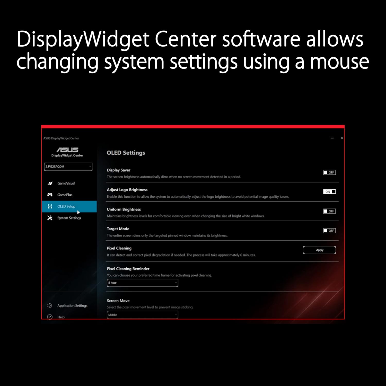 1760129783_ASUS-ROG-Swift-271440P-OLED-DSC-Gaming-Monitor-PG27AQDM-QHD-2560x1440-240Hz-0.03ms-G-SYNC-Compatible-Anti-Glare-Micro-Texture-Coating-99-DCI-P3-True-10-bit-DisplayPortBlack.jpg ASUS ROG Swift 27”1440P OLED DSC Gaming Monitor (PG27AQDM) - QHD (2560x1440), 240Hz, 0.03ms, G-SYNC Compatible, Anti-Glare Micro-Texture Coating, 99% DCI-P3, True 10-bit, DisplayPort,Black - Image 6