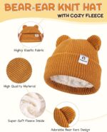 Baby Beanie Mittens Scarf Set,Toddler Infant Kids Winter Hat with Bear Ear Thermal Gloves Neck Warmer Set for Girls Boys - Image 3