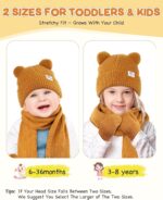 Baby Beanie Mittens Scarf Set,Toddler Infant Kids Winter Hat with Bear Ear Thermal Gloves Neck Warmer Set for Girls Boys - Image 7
