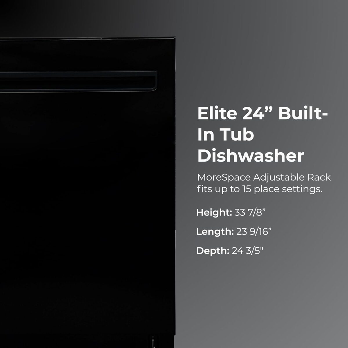 Kenmore Elite 24" Built-in Stainless Steel Tub Dishwasher TotalFlex 3rd, SmartWash, UltraWash, TurboDry, MoreSpace Plus Adjustable Rack, Energy Star Certified, Black - Image 3