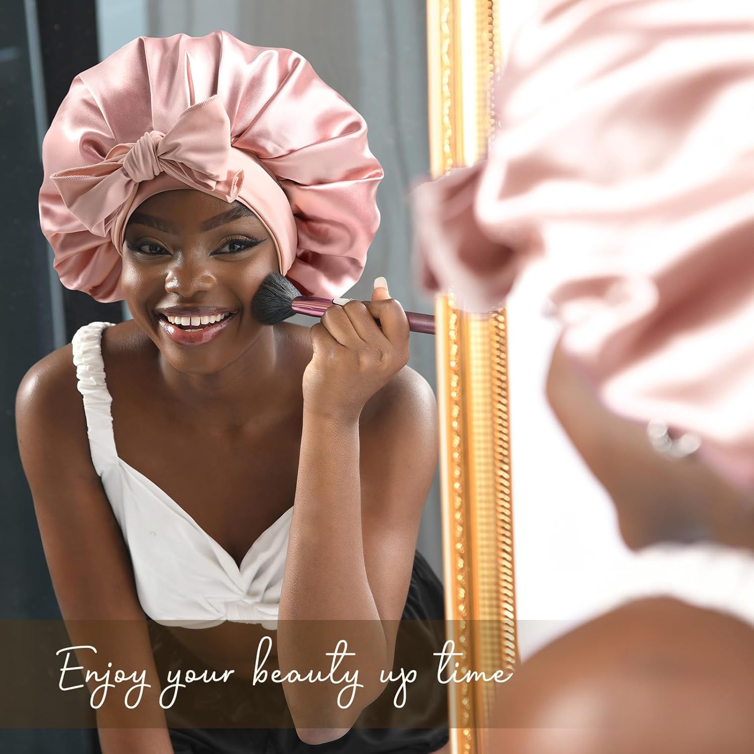 1760133267_YANIBEST-Silk-Bonnet-for-Sleeping-Women-Satin-Bonnet-Double-Layer-Satin-Lined-Hair-Bonnet-with-Tie-Band-Curly-Hair.jpg YANIBEST Silk Bonnet for Sleeping Women Satin Bonnet Double Layer Satin Lined Hair Bonnet with Tie Band Curly Hair - Image 5