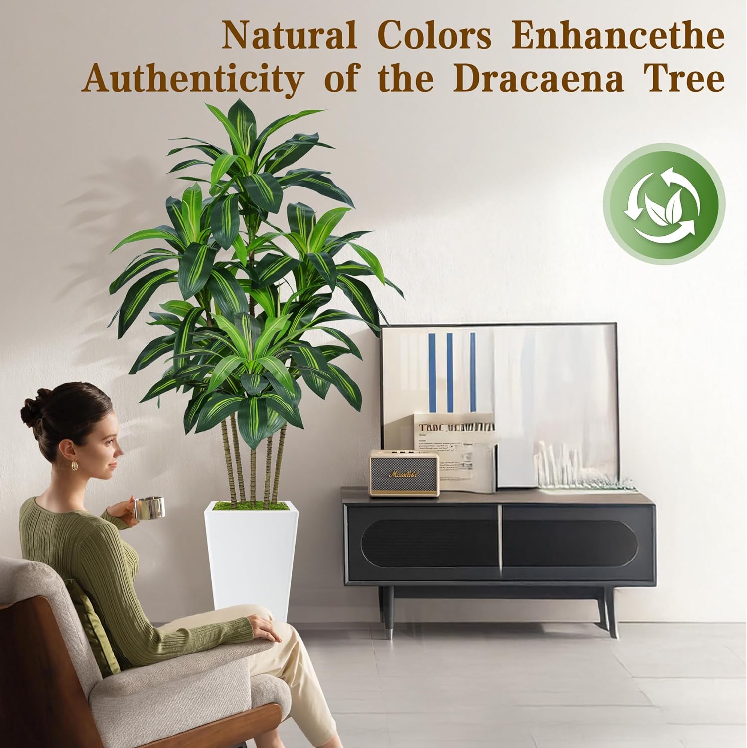 1760133690_6FT-Artificial-Dracaena-Tree-Fake-Tree-Indoor-with-White-Tall-PlanterTall-Artificial-Plants-IndoorArtificial-Silk-Tree-for-Home-Office-DecorHousewarming-Gift-White.jpg 6FT Artificial Dracaena Tree, Fake Tree Indoor with White Tall Planter,Tall Artificial Plants Indoor,Artificial Silk Tree for Home Office Decor,Housewarming Gift (White) - Image 6