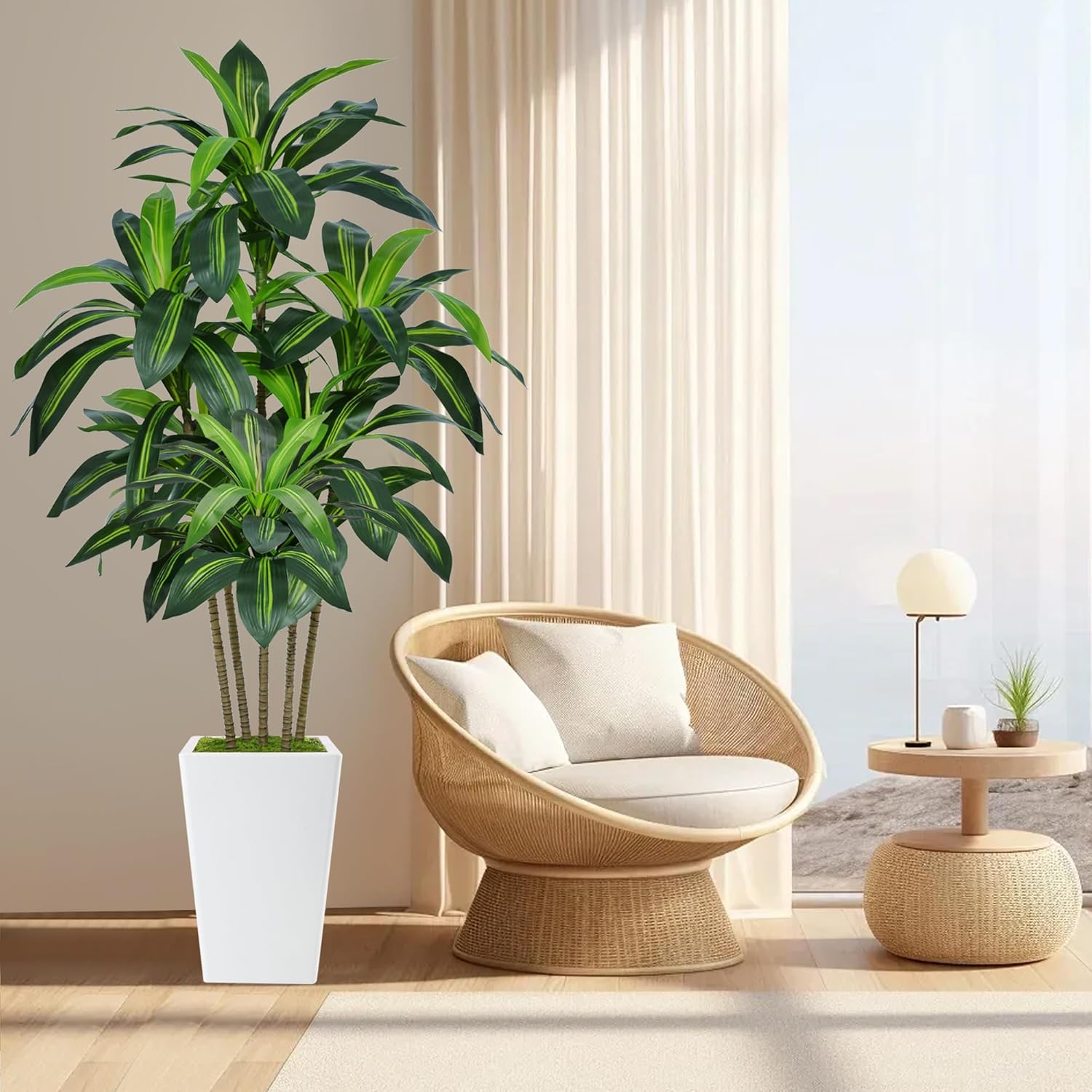 1760133692_6FT-Artificial-Dracaena-Tree-Fake-Tree-Indoor-with-White-Tall-PlanterTall-Artificial-Plants-IndoorArtificial-Silk-Tree-for-Home-Office-DecorHousewarming-Gift-White.jpg 6FT Artificial Dracaena Tree, Fake Tree Indoor with White Tall Planter,Tall Artificial Plants Indoor,Artificial Silk Tree for Home Office Decor,Housewarming Gift (White) - Image 7