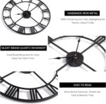 LEIKE Large Wall Clock, 24" Completely Silent, Non Ticking, Battery-Operated,Rustic Round Modern Metal Wall Clock Decor for Living Room, Bedroom and Kitchen, (60cm, Black-Roman Number) - Image 4